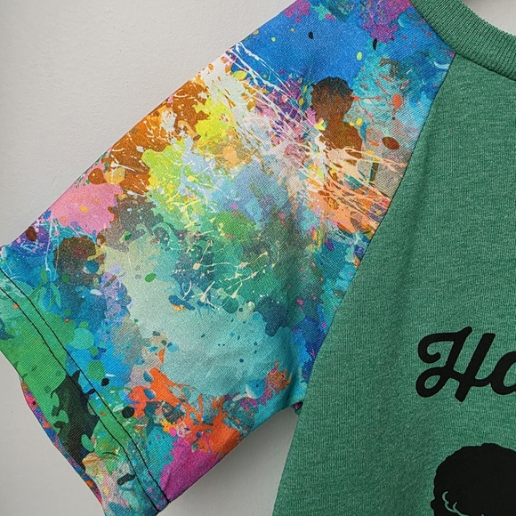 Bob Ross Happy Tree Graphic Tee Tie Dye Sleeve Top - Picture 4 of 9